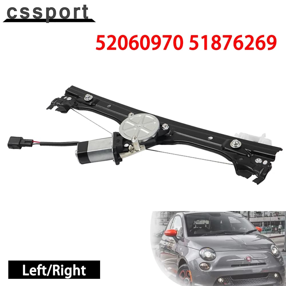 52060970 51876269 Black Car Window Front Left Driver Side 2pin Window Regulator Assembly With Motor For Fiat 500 1.4L 2012-2019