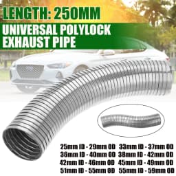 250mm Universal Stainless Steel Exhaust Middle Link Pipe Flexible Polylock Exhaust Pipe Quick Repair Tube