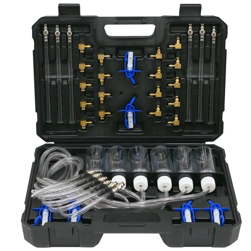 Diesel Engine Injector Flow Meter Test Kit 6-Cylinder Common Rail Adapter Leak Diagnosis Kit