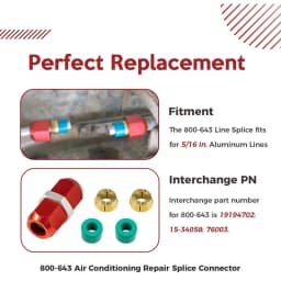 Air Conditioning Repair Splice Connector Fits for 5/16 in. Aluminum Lines, Replacement for 800-643 (5Pcs/Set)