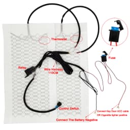 Universal Built -in Car Seat Heater Kit 12V Carbon Fiber Heating Pads Round Switch Cushion Set Fit For Installing 1 Seat