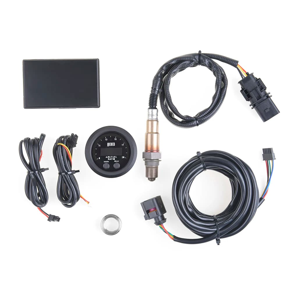 52MM Air Fuel Ratio Gauge Ultra-Thin Round S-Serie LED Digital Display with Wideband O2 Oxygen Sensor 12V