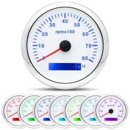 85MM Digital Tachometer 3000/4000/6000/7000/8000 RPM 7Colors Backlight Boat Tachometer with LCD for Car Marine Boat Yacht RV