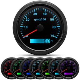 85MM Digital Tachometer 3000/4000/6000/7000/8000 RPM 7Colors Backlight Boat Tachometer with LCD for Car Marine Boat Yacht RV