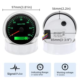 85MM Digital Tachometer 3000/4000/6000/7000/8000 RPM 7Colors Backlight Boat Tachometer with LCD for Car Marine Boat Yacht RV