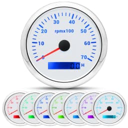 85MM Digital Tachometer 3000/4000/6000/7000/8000 RPM 7Colors Backlight Boat Tachometer with LCD for Car Marine Boat Yacht RV