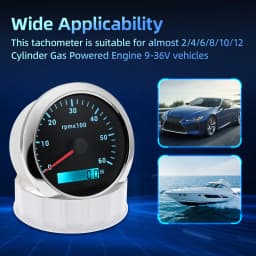 85MM Digital Tachometer 3000/4000/6000/7000/8000 RPM 7Colors Backlight Boat Tachometer with LCD for Car Marine Boat Yacht RV
