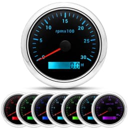85MM Digital Tachometer 3000/4000/6000/7000/8000 RPM 7Colors Backlight Boat Tachometer with LCD for Car Marine Boat Yacht RV