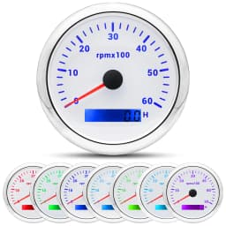 85MM Digital Tachometer 3000/4000/6000/7000/8000 RPM 7Colors Backlight Boat Tachometer with LCD for Car Marine Boat Yacht RV