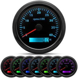 85MM Digital Tachometer 3000/4000/6000/7000/8000 RPM 7Colors Backlight Boat Tachometer with LCD for Car Marine Boat Yacht RV