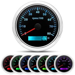 85MM Digital Tachometer 3000/4000/6000/7000/8000 RPM 7Colors Backlight Boat Tachometer with LCD for Car Marine Boat Yacht RV
