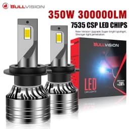 Bullvision 2PCS Car Lights H7 H4 H1 9006 H11 9005 H8 H9 Super Bright LED Headlights High Low Beam Fog Light Bulb White 6000K 12V