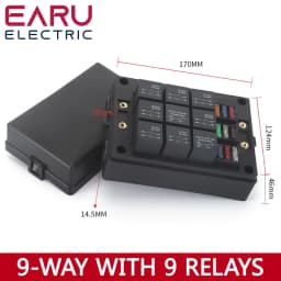 Earu 6-way Fuse Automotive Box with Relay Box Assembly, 12 Way 10 Way 8 Way Modified Circuit Protection Fuse Box