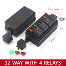 Earu 6-way Fuse Automotive Box with Relay Box Assembly, 12 Way 10 Way 8 Way Modified Circuit Protection Fuse Box