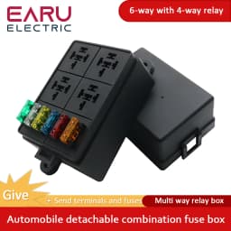 Earu 6-way Fuse Automotive Box with Relay Box Assembly, 12 Way 10 Way 8 Way Modified Circuit Protection Fuse Box