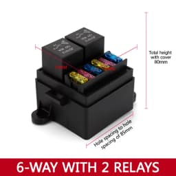 Earu 6-way Fuse Automotive Box with Relay Box Assembly, 12 Way 10 Way 8 Way Modified Circuit Protection Fuse Box