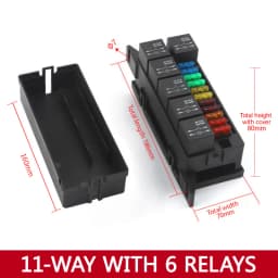 Earu 6-way Fuse Automotive Box with Relay Box Assembly, 12 Way 10 Way 8 Way Modified Circuit Protection Fuse Box