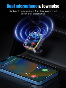 LENCENT Bluetooth 5.3 FM Transmitter with PD 30W & QC3.0 Fast Charger Bluetooth Car Adapter Hi-Fi Music/Clear Calling Car Kit