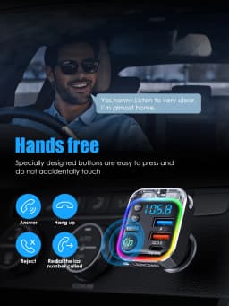 LENCENT Bluetooth 5.3 FM Transmitter with PD 30W & QC3.0 Fast Charger Bluetooth Car Adapter Hi-Fi Music/Clear Calling Car Kit