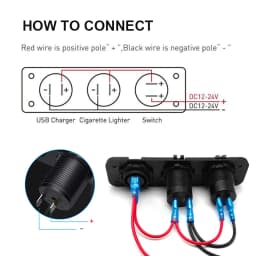 Cigarette Lighter Socket 12V Splitter with Rocker Toggle Switch PD&QC3.0 USB C Outlet with LED Voltmeter Waterproof for Car Boat