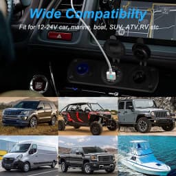 Cigarette Lighter Socket 12V Splitter with Rocker Toggle Switch PD&QC3.0 USB C Outlet with LED Voltmeter Waterproof for Car Boat
