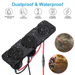 Cigarette Lighter Socket 12V Splitter with Rocker Toggle Switch PD&QC3.0 USB C Outlet with LED Voltmeter Waterproof for Car Boat
