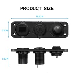 Cigarette Lighter Socket 12V Splitter with Rocker Toggle Switch PD&QC3.0 USB C Outlet with LED Voltmeter Waterproof for Car Boat