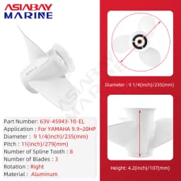 For Yamaha 9.9hp 15hp 20hp Outboard Propeller 9 1/4*11 Boat Motor Aluminum Alloy Screw Ship Marine Engine Parts 3 Blade 8 Spline