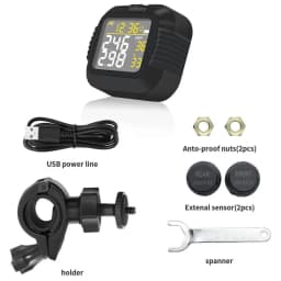 Infitary Motorcycle TPMS Tire Pressure Monitoring System Big Wireless LCD Colorful Display Shift For Status Precise Digital Moto