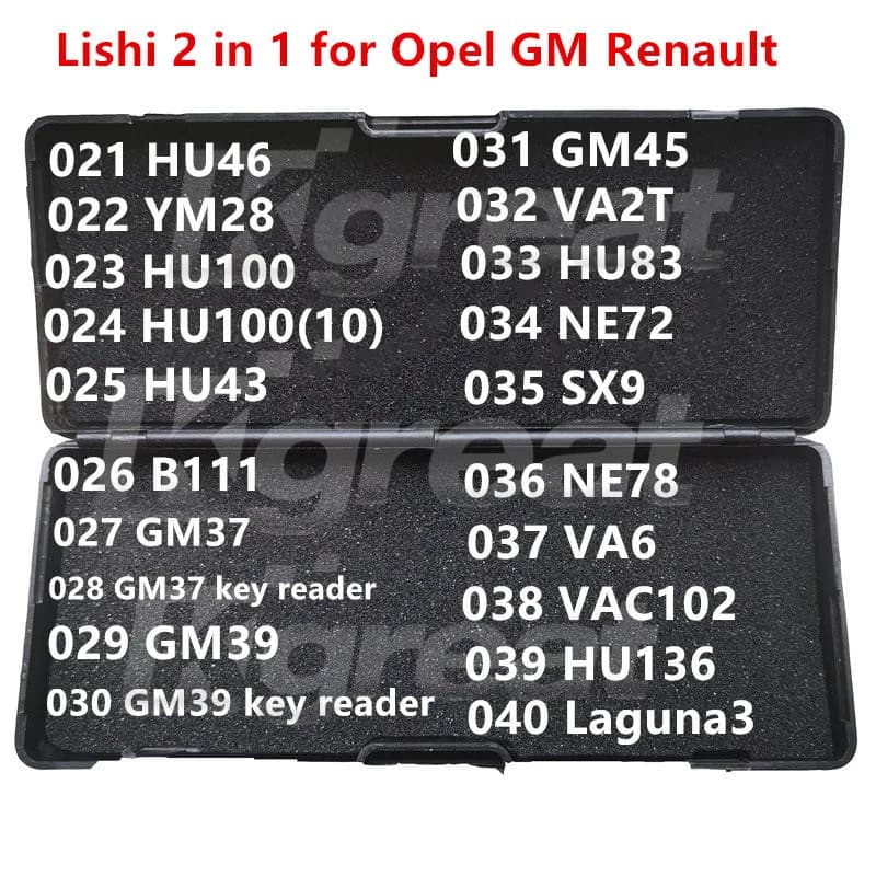 021-040 Lishi 2 in 1 2in1 HU46 YM28 HU100 HU43 B111 GM37 GM39 GM45 VA2T HU83 NE72 SX9 NE78 VA6 VAC102 HU136 Laguna3 for Opel GM