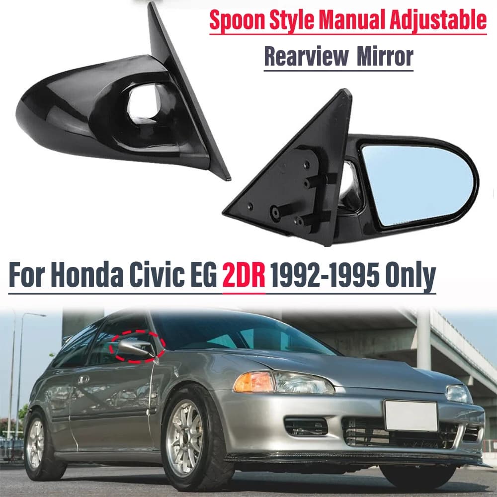 For Civic EG 2Dr Manual Adjustable Car Door Side View Mirror For Honda Civic 1992-1995 Black/Carbon Fiber Rearview Mirror