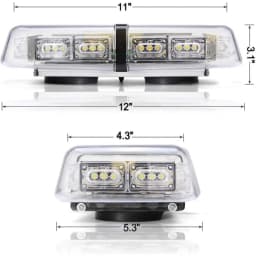 12" 36 LED 18 Watts Emergency Hazard Warning Security Roof Top Flash Strobe Mini Light Bar with Magnetic Mount, for Plow or Tow