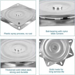 Rotating Seat Swivel Base Mount Plate for Bar Stool Chair, Heavy Duty Steel, 360 Degrees Rotating Seat, Table Applications Tools