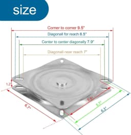 Rotating Seat Swivel Base Mount Plate for Bar Stool Chair, Heavy Duty Steel, 360 Degrees Rotating Seat, Table Applications Tools