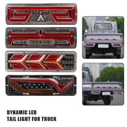 2X 12/24V Truck Tail Light Waterproof Shockproof LED Running Water Turn Signal Brake Lights Reverse Lorry Bus Trailer Fog Lamps