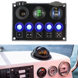 For RV Car Marine 12/24V LED Voltage Display Car Switch Panel 5 Gang