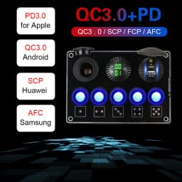 For RV Car Marine 12/24V LED Voltage Display Car Switch Panel 5 Gang