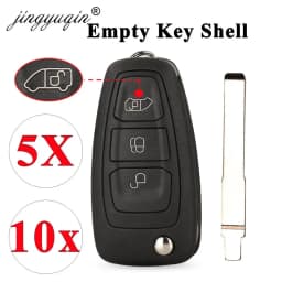jingyuqin 5/10pcs Flip Remote Van Car Key Shell Case for Ford Transit Custom MK8 Cargo Tourneo Custom 2012+ Replacemnet