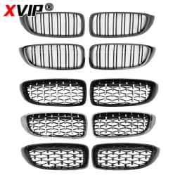 XVIP Diamonds Style Front Bumper Racing Grill For BMW 4 Series F32 F33 F36 M3 F80 M4 F82 12-19 Dual-Slat Gloss Black Accessories