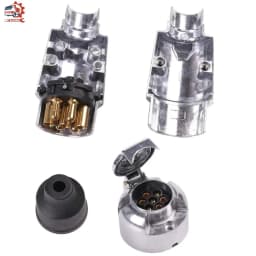 AOHEWEI 7 Pin Towbar Trailer Socket Metal Aluminium Alloy Towing 12V Round Adapter Car Lights Connectors for Boats Truck Caravan