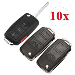 jingyuqin 10pcs 2/3/4 button Key Shell Case for VW Passat Polo Golf Touran Bora Ibiza Leon Octavia Fabia Remote Key blank