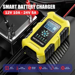 FOXSUR Car Battery Chargers 12V/10A 24V/5A Full Automatic AGM Wet Smart Battery Chargers Maintainer Portable Battery Chargers