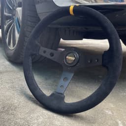 14Inch Racing Steering Wheel Suede 350mm Wheels with Horn Button Aluminum Frame PCD=6x70mm Deep-76mm Car/Game Universal