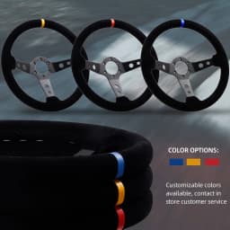 14Inch Racing Steering Wheel Suede 350mm Wheels with Horn Button Aluminum Frame PCD=6x70mm Deep-76mm Car/Game Universal