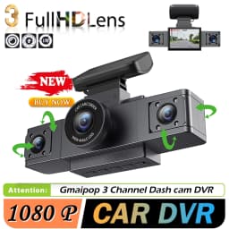 3 Channel Dash Cam Video Recorder Three Lens Car Camera with Rear View DVR 24H Parking Monitor Black Box