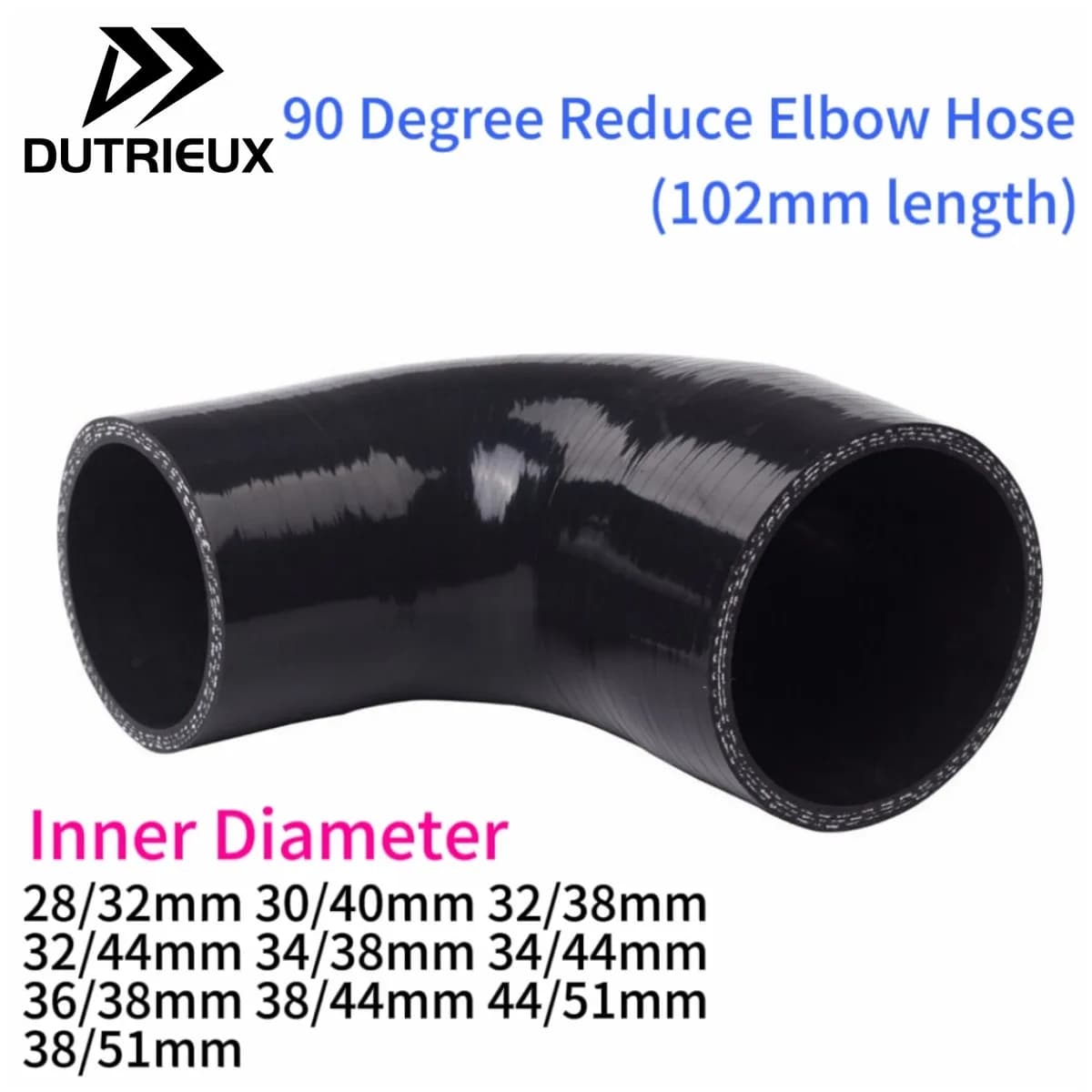 90 Degree Reducer Elbow General Silicone Coolant Intercooler Pipe Tube Hose 28mm 30mm 32mm 34mm 36mm 38mm 40mm 44mm 51mm