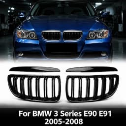 Front Bumper Kidney Grill Gloss Black Left&Right For 2005-2008 BMW 3 Series E90 320i 325i 325xi 330i 323i 328i 328xi 335i 335xi