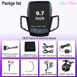 9.7" Android 16 Car Radio Carplay For Ford Fiesta Mk7 2009 2010 2012 2013 2014 2015 2016 Multimedia Player Stereo Screen DVD