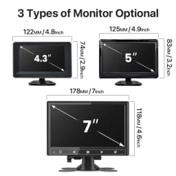 GreenYi 4.3/5/7 inch AHD IPS Monitor 1080P Night Vision Car Rear View Camera 170° Reverse Camera Night Vision Waterproof