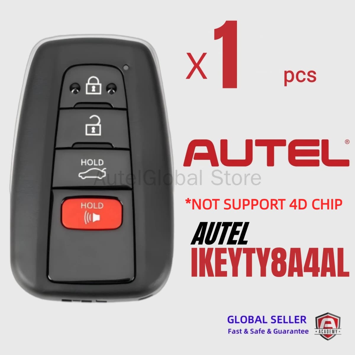 1PCS Autel IKEYTY8A4BL IKEYTY8A4AL Universal Smart Remote Key 3+1 Buttons For Toyota For Autel Smart Key For KM100 IM508 IM608